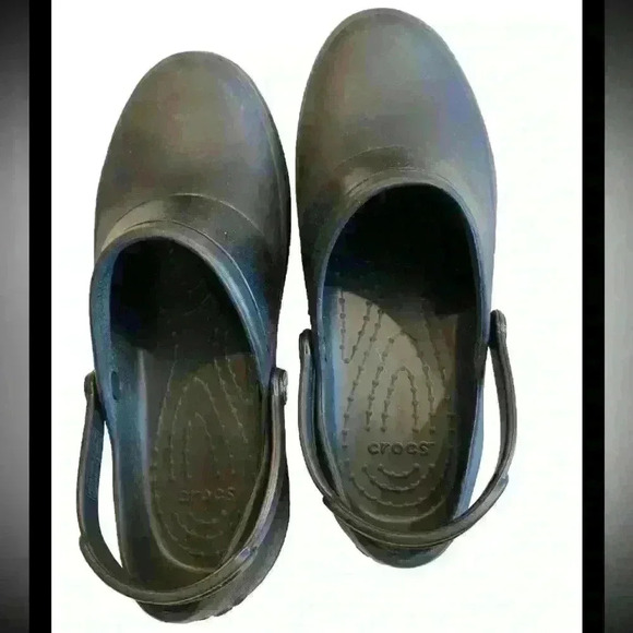 Crocs Women’s Slip Resistant Shoes Pivot Strap Mercy Work Clogs Black Size 8 - Picture 2 of 5